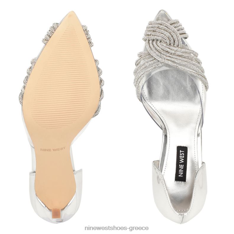 Nine West αντλίες τοστ d'orsay 2JJ4N1496 ασήμι/διαφανές κρύσταλλο