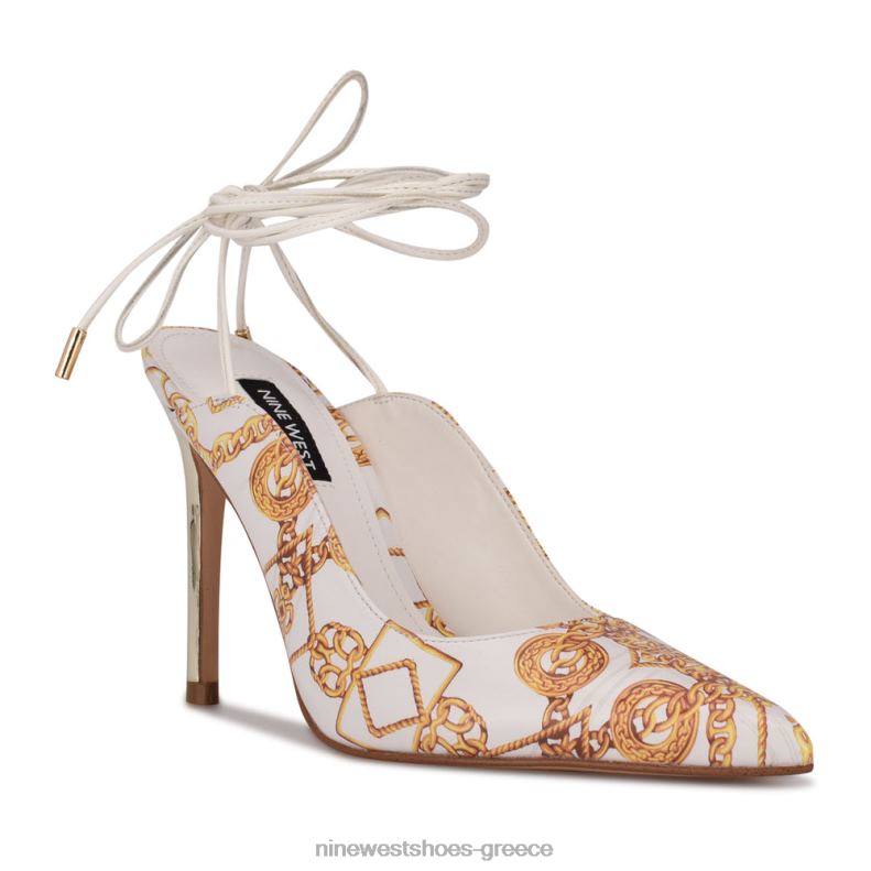 Nine West αντλίες φορέματος με περιτύλιγμα αστραγάλου feya 2JJ4N2015 λευκό πολυ
