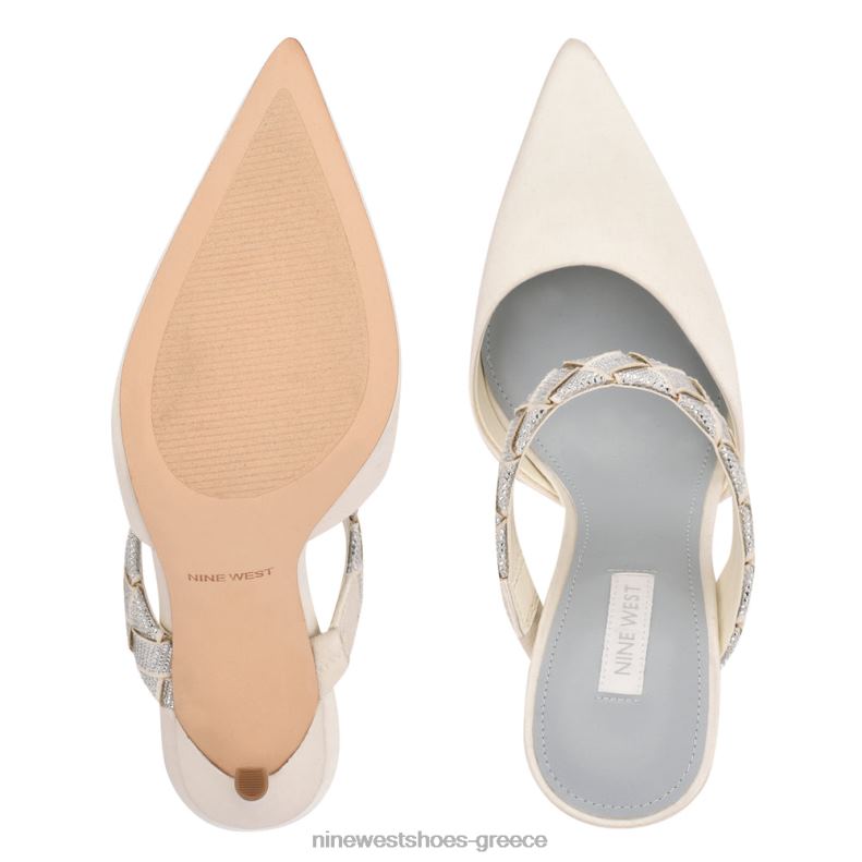Nine West fresah μυτερές αντλίες δακτύλων 2JJ4N1890 λευκό σατέν
