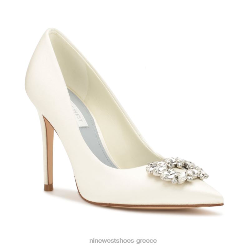 Nine West φανα μυτερές αντλίες για τα δάχτυλα 2JJ4N1291 ιβουάρ σατέν κρύσταλλο