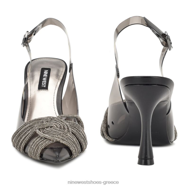 Nine West αντλίες slingback nalan 2JJ4N1792 μαύρο/διαφανές κρύσταλλο