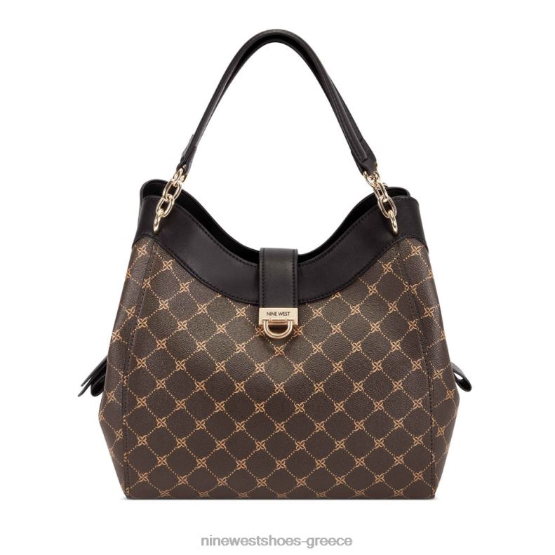 Nine West τσάντα τζετ σετ clara 2JJ4N2601 καφέ/μαύρο