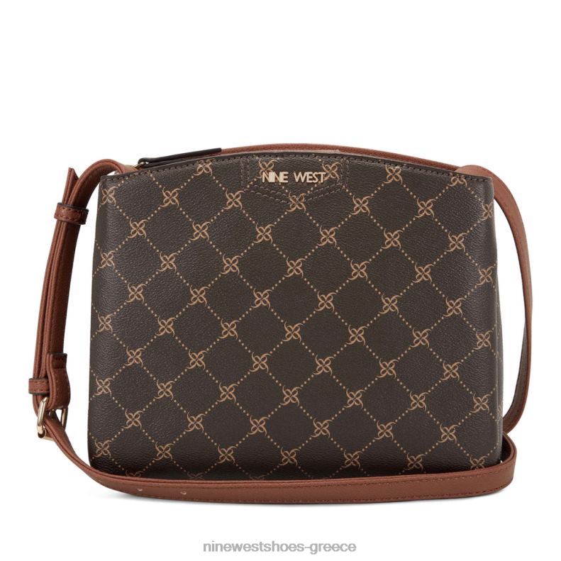 Nine West jorie μίνι τζετ σετ χιαστί 2JJ4N2648 καφέ λογότυπο/μαύρισμα