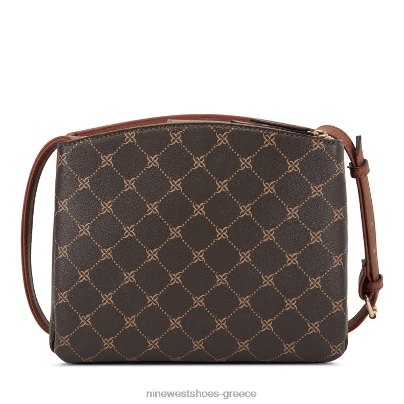 Nine West jorie μίνι τζετ σετ χιαστί 2JJ4N2648 καφέ λογότυπο/μαύρισμα