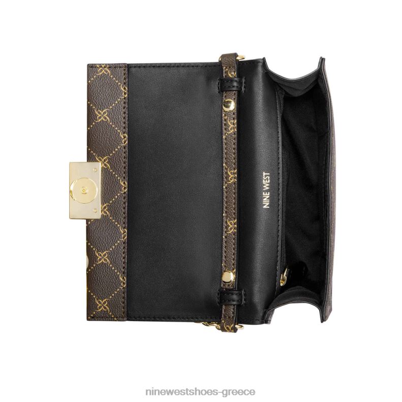 Nine West kathy μίνι χιαστί πτερύγιο 2JJ4N2612 καφέ λογότυπο πολυ