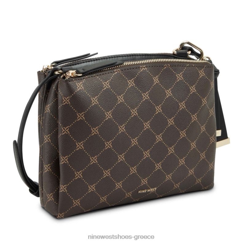 Nine West levona mini a-list χιαστί 2JJ4N2683 καφέ/μαύρο λογότυπο