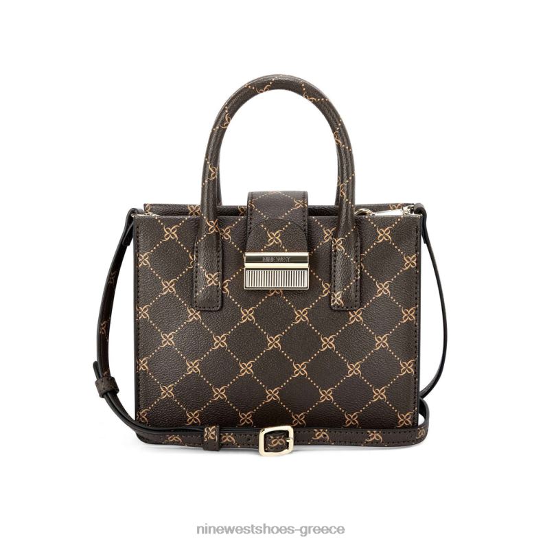 Nine West mini jet set tote kathy 2JJ4N2670 καφέ λογότυπο πολυ