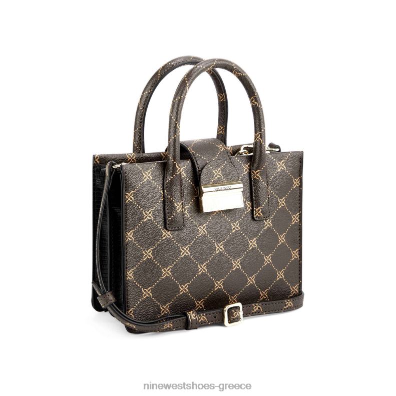 Nine West mini jet set tote kathy 2JJ4N2670 καφέ λογότυπο πολυ