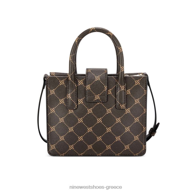 Nine West mini jet set tote kathy 2JJ4N2670 καφέ λογότυπο πολυ