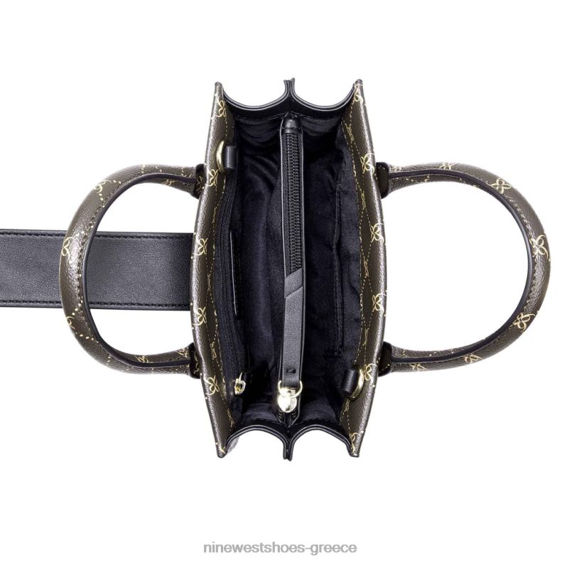 Nine West mini jet set tote kathy 2JJ4N2670 καφέ λογότυπο πολυ