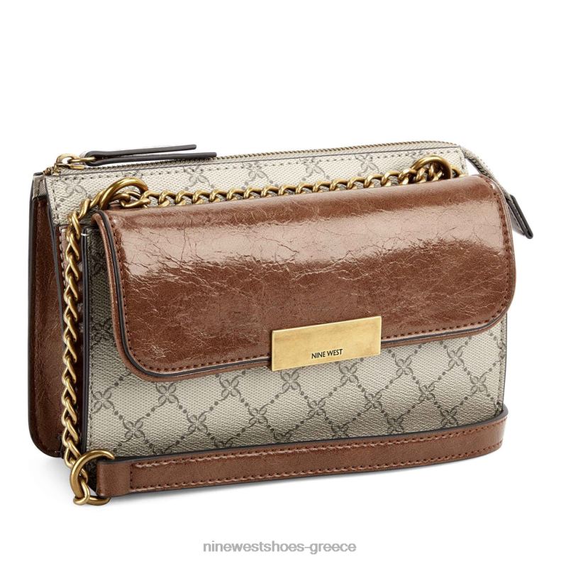 Nine West susan cnvrtble xbdy top zip 2JJ4N2655 μπεζ λογότυπο/μαύρισμα