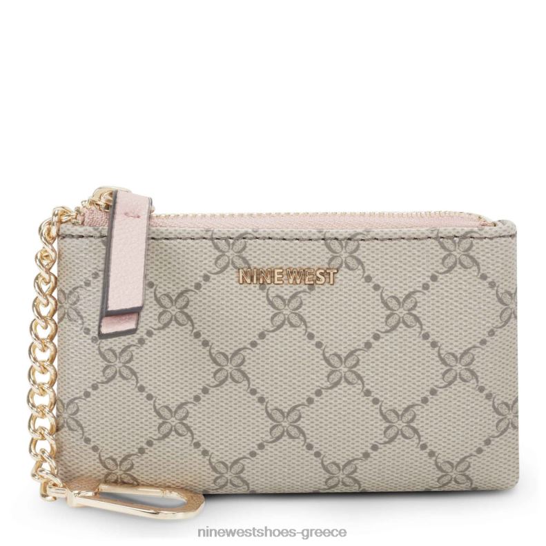 Nine West Μπρελόκ Lawson πουγκί με φερμουάρ 2JJ4N2845 μπεζ λογότυπο/μοντέρνο ροζ