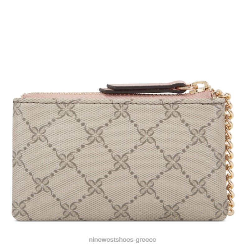 Nine West Μπρελόκ Lawson πουγκί με φερμουάρ 2JJ4N2845 μπεζ λογότυπο/μοντέρνο ροζ