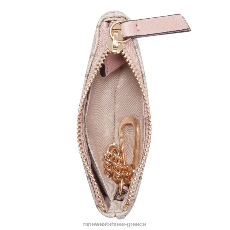 Nine West Μπρελόκ Lawson πουγκί με φερμουάρ 2JJ4N2845 μπεζ λογότυπο/μοντέρνο ροζ