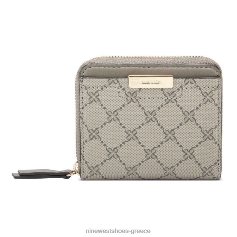 Nine West φερμουάρ lawson γύρω από το πορτοφόλι 2JJ4N2847 μπεζ λογότυπο/πυριτόλιθο