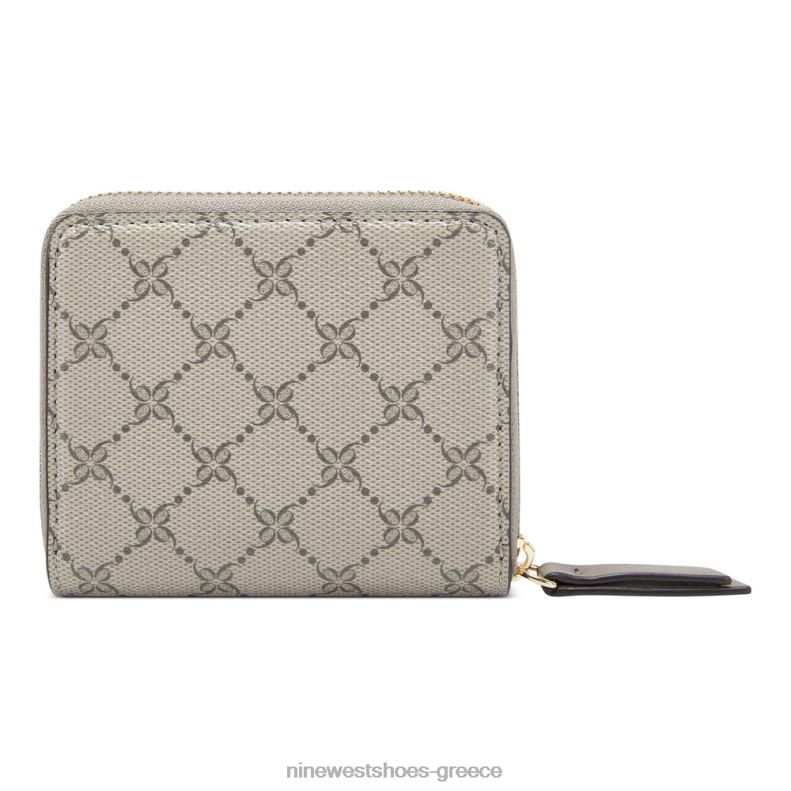 Nine West φερμουάρ lawson γύρω από το πορτοφόλι 2JJ4N2847 μπεζ λογότυπο/πυριτόλιθο