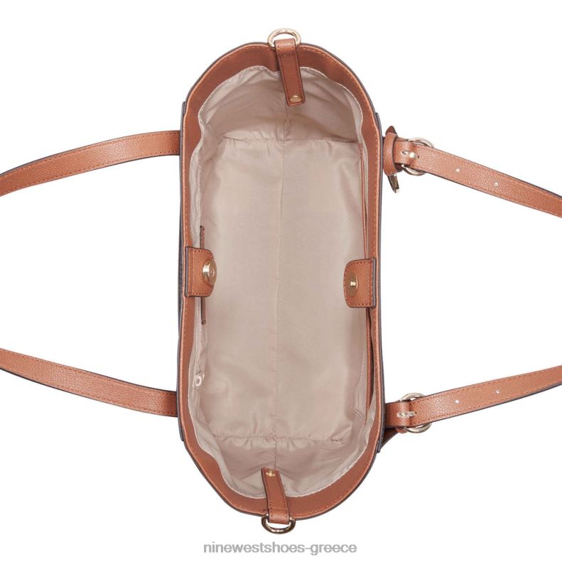 Nine West Kylee medium trap tote 2JJ4N2698 καφέ λογότυπο/μαύρισμα