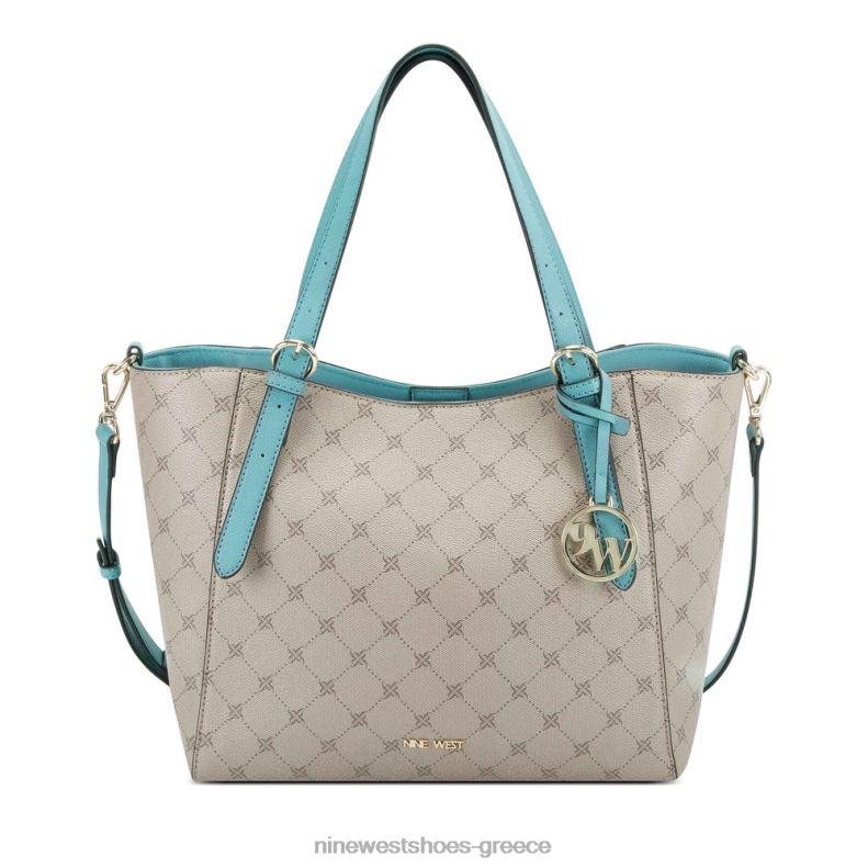 Nine West Kylee medium trap tote 2JJ4N2703 φουντουκιά logo/verdigris