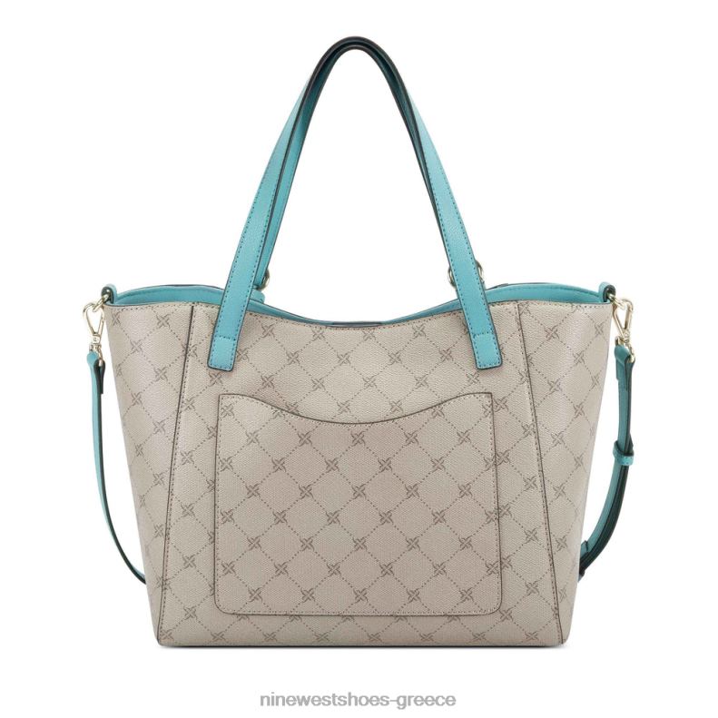 Nine West Kylee medium trap tote 2JJ4N2703 φουντουκιά logo/verdigris