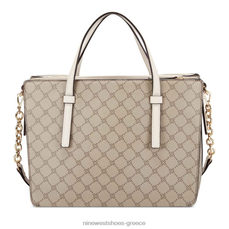 Nine West τσάντα τζετ σετ Γενεύης 2JJ4N2825 μπεζ λογότυπο/γάλα