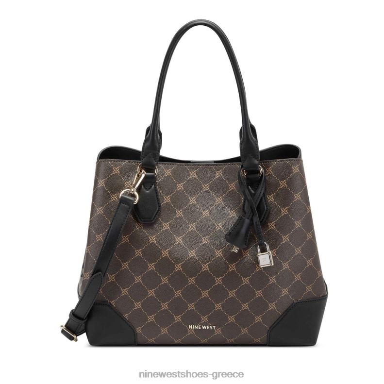 Nine West Μπρούκλιν τζετ σετ μεταφοράς 2JJ4N2826 καφέ μαύρο λογότυπο