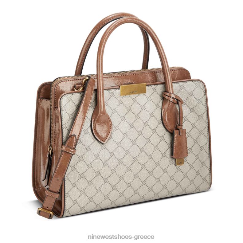 Nine West τσάντα τζετ σετ susan 2JJ4N2769 μπεζ λογότυπο/μαύρισμα
